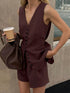 'Velvetvine' V-Neck Top and Shorts Set - Celes Fashion